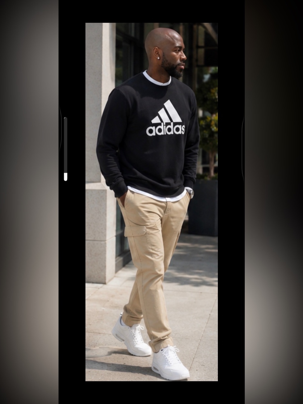 adidas Black Sweatshirt with Olive Green Cargo Pants NWT - Picture 6 of 7